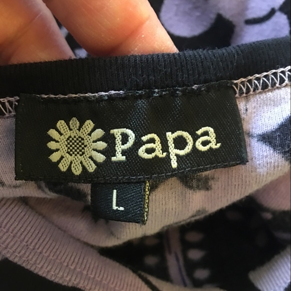 Papa blue purple black paisley sequins long sheer sleeves tee Size L - Picture 5 of 8